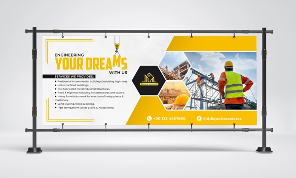 3D Construction Project Billboard Signs