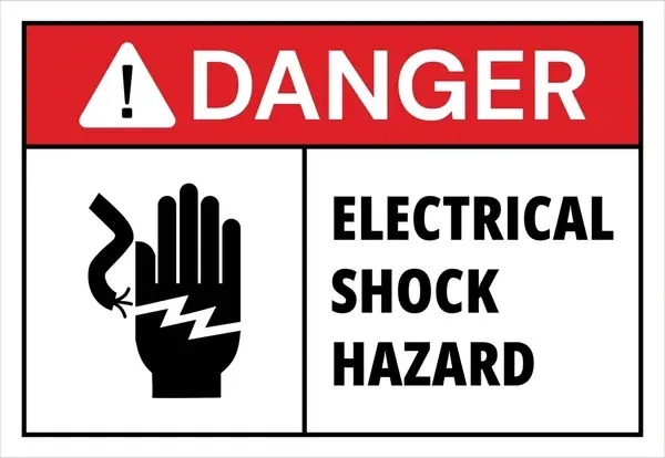 Safety and Hazard Warning Signs with Bold Graphics